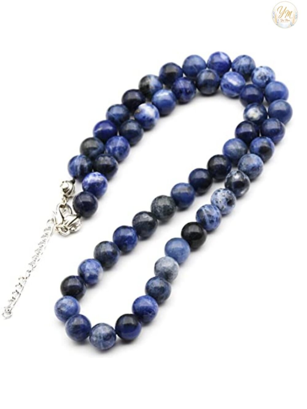 Natural Sodalite Beaded Choker Necklace Adjustable Macrame Cord 8mm